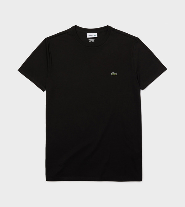 لاكوست لاكوست - أسود Round Neck T-Shirts