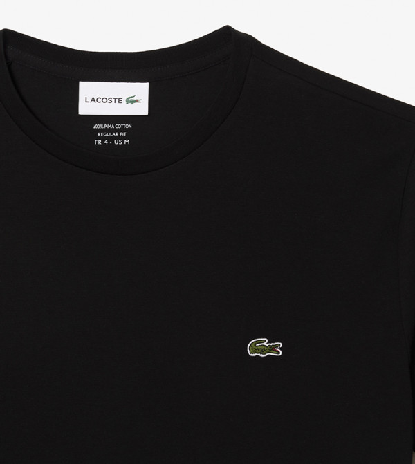 لاكوست لاكوست - أسود Round Neck T-Shirts