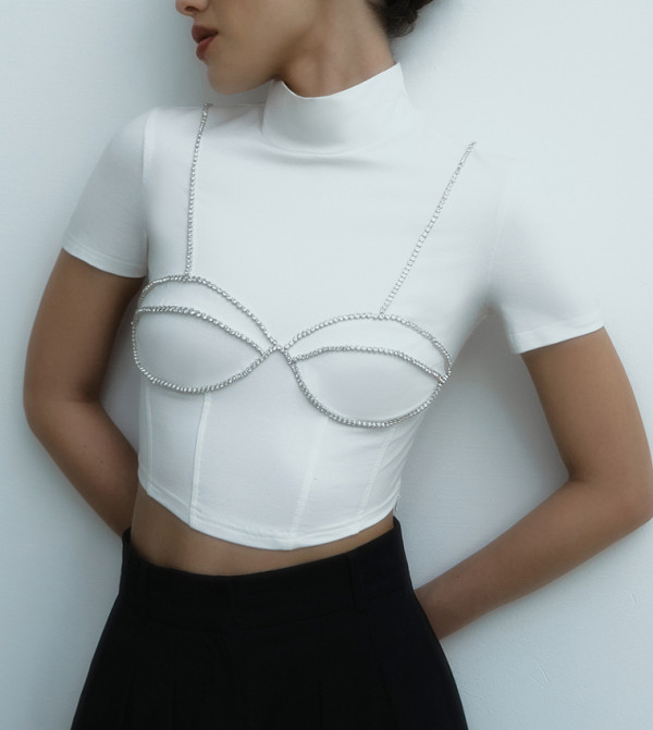 Lichi Lichi - White Cropped Tops