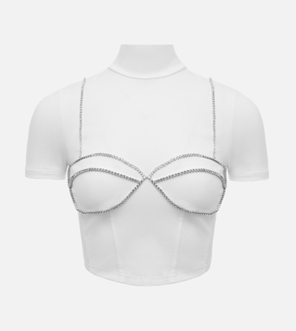Lichi Lichi - White Cropped Tops