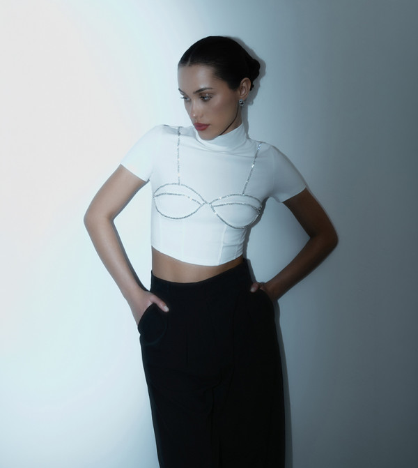 Lichi Lichi - White Cropped Tops