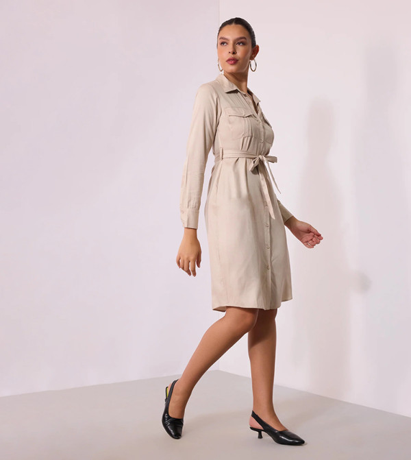 Virgio  Dresses - Beige Mini Dresses