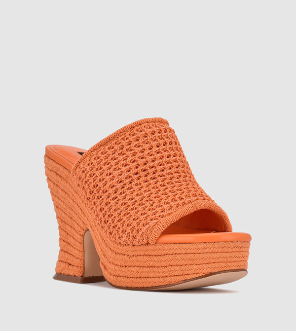 Nine West Platform Footwear - Orange Heeled Sandals