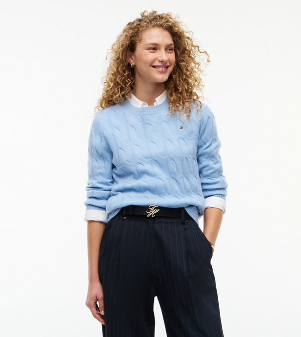 تومي هيلفيغر  سترات - أزرق Round Neck Sweaters