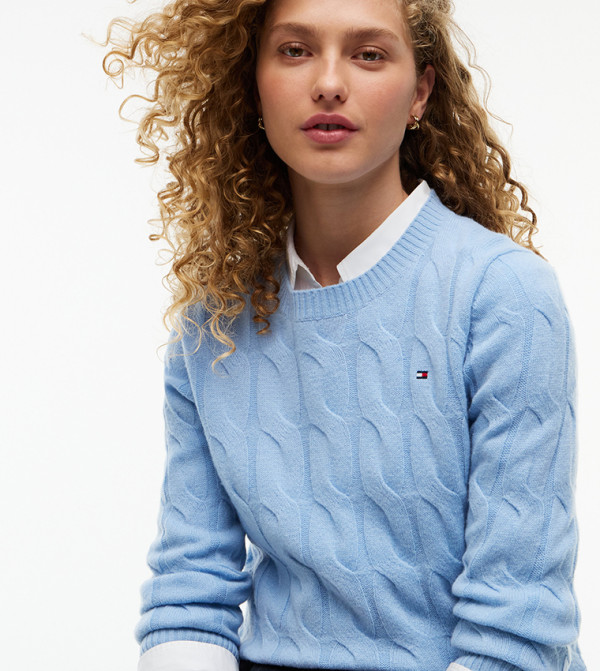 تومي هيلفيغر  سترات - أزرق Round Neck Sweaters