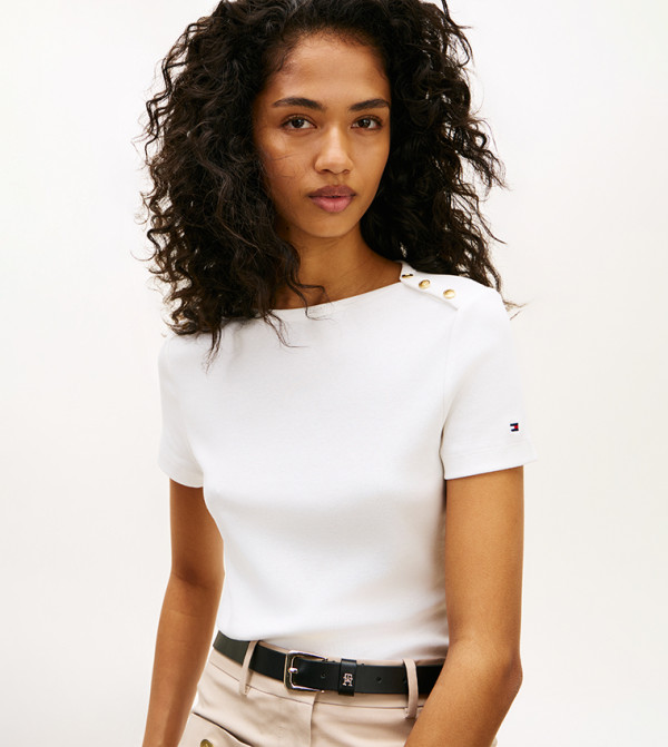 Tommy Hilfiger Tommy Hilfiger - Ecru Short Sleeve T-Shirts