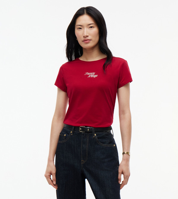 تومي هيلفيغر  تيشيرتات كاجوال - أحمر Short Sleeve T-Shirts