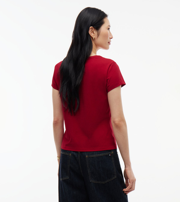 تومي هيلفيغر  تيشيرتات كاجوال - أحمر Short Sleeve T-Shirts