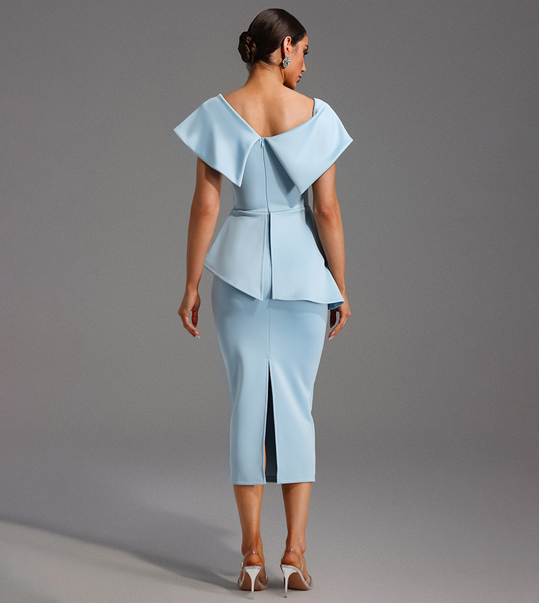 TEARNIE One Shoulder Flounce Midi Dress