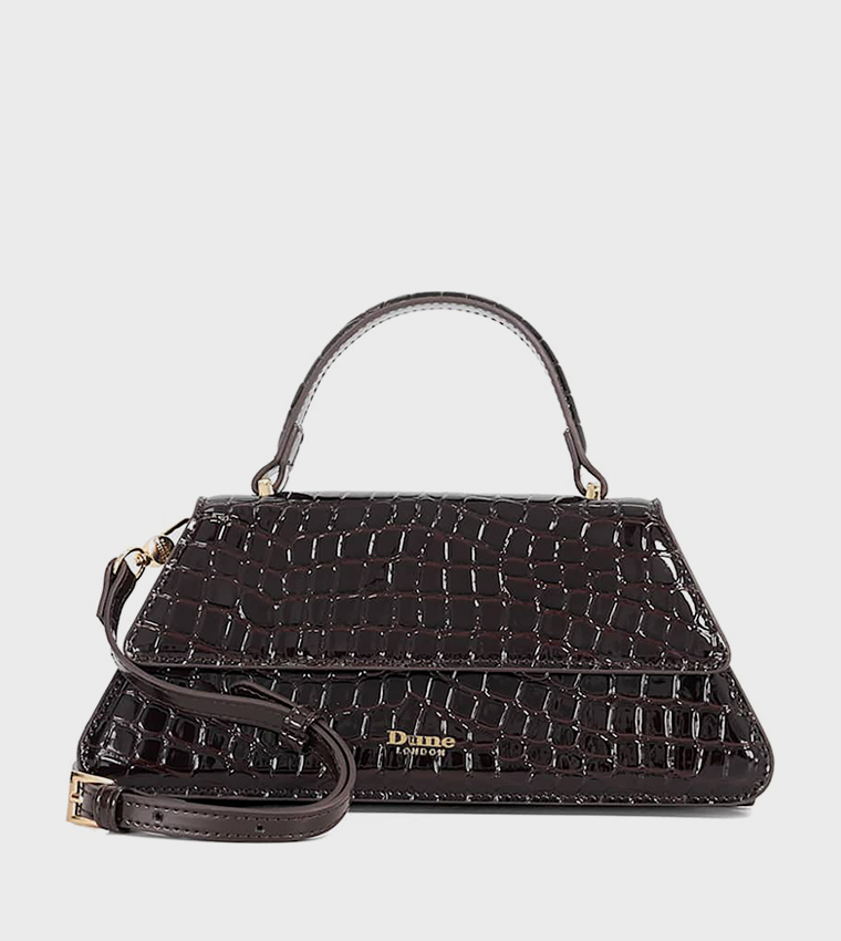 DALIA Croc Textured Top Handle Bag