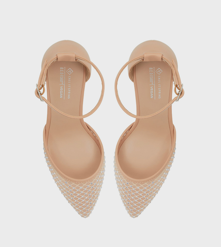 DALIAA Embellished Ankle Strap Pumps