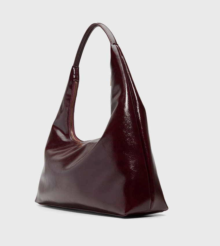 DANII Glossy Zippered Hobo Bag