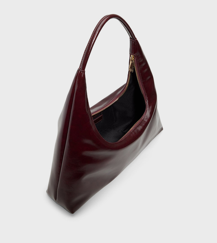 DANII Glossy Zippered Hobo Bag