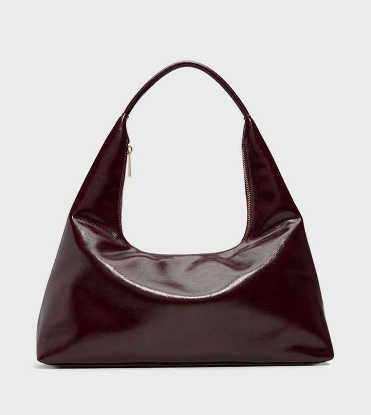 DANII Glossy Zippered Hobo Bag