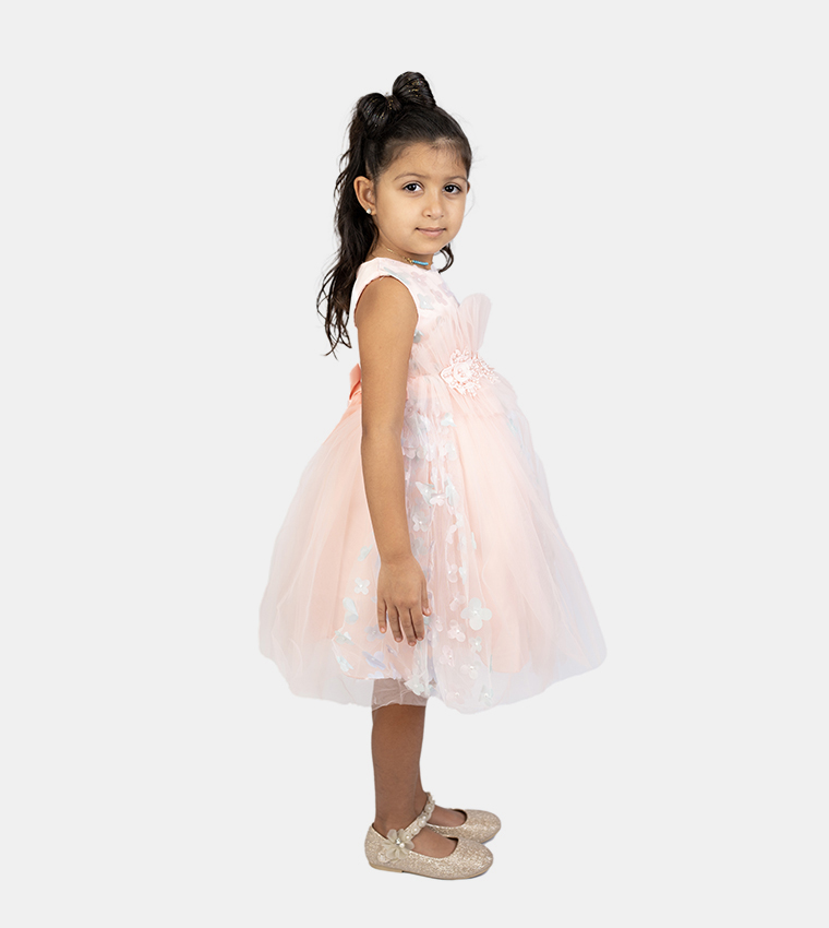 Floral and Pearl Detail Fit and Flare Dress