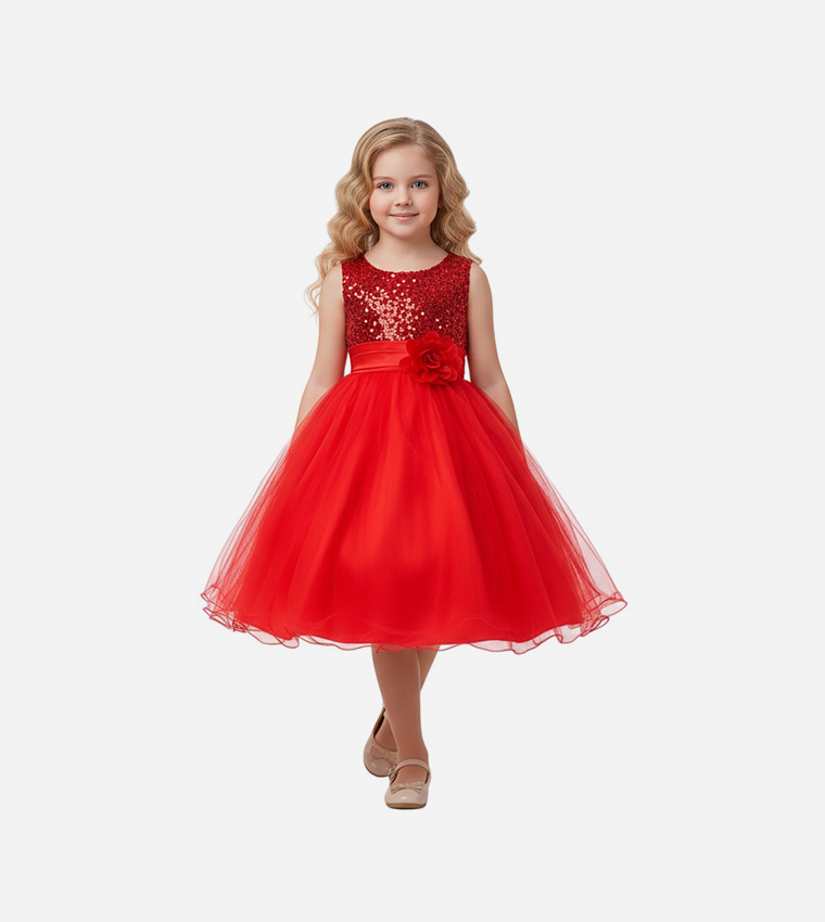 Sequined Fit and Flare Party Dress