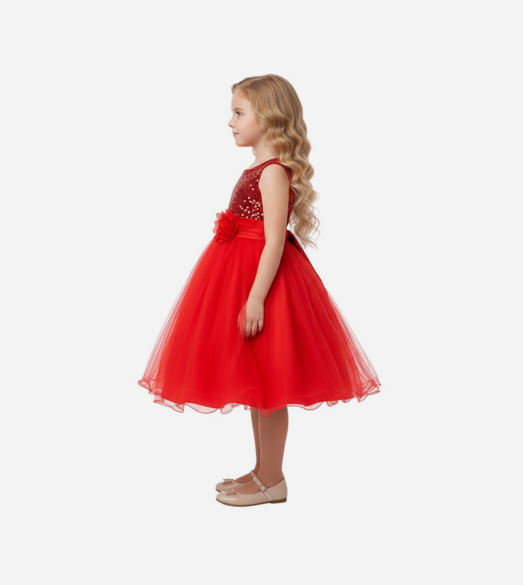 Sequined Fit and Flare Party Dress