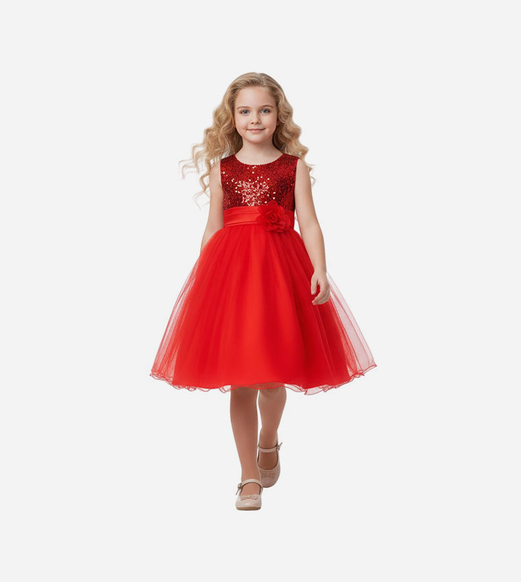 Sequined Fit and Flare Party Dress