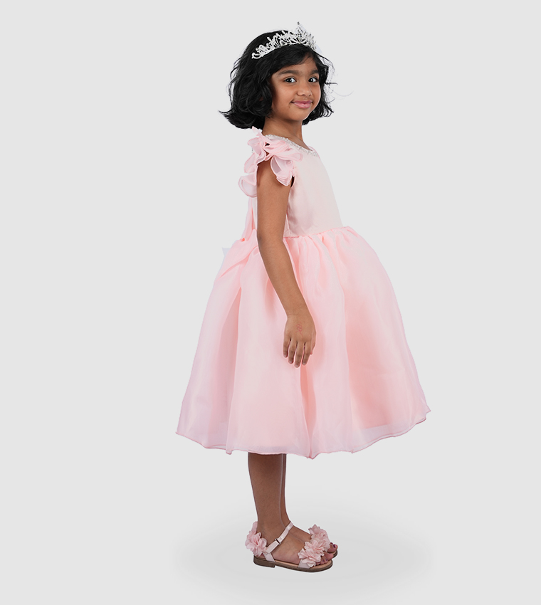 Sequins Detail Round Neck Midi Dress