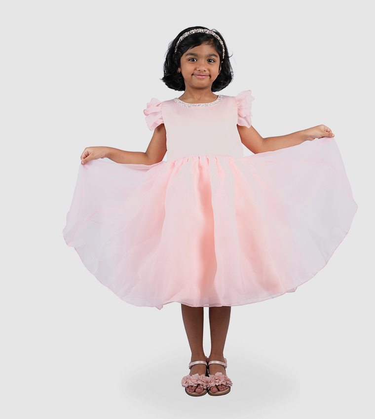 Sequins Detail Round Neck Midi Dress