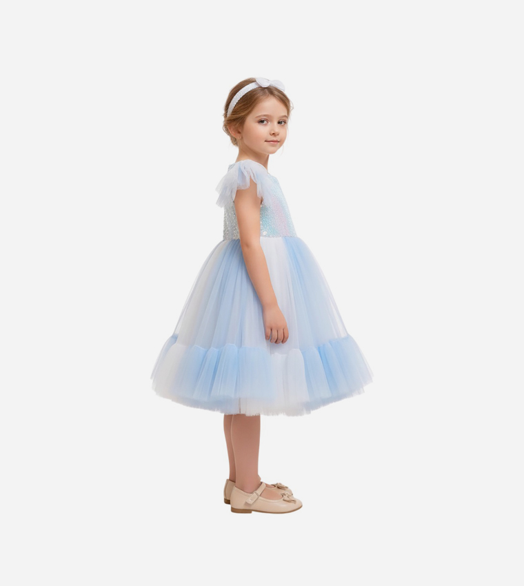 Self Shine Glitter Dress With Headband