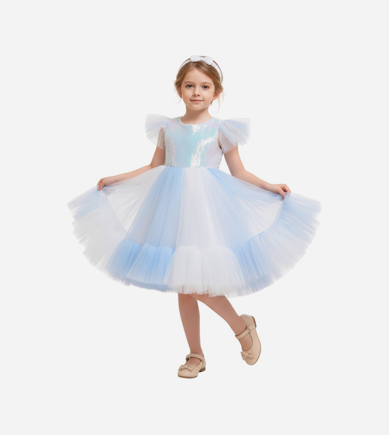 Self Shine Glitter Dress With Headband