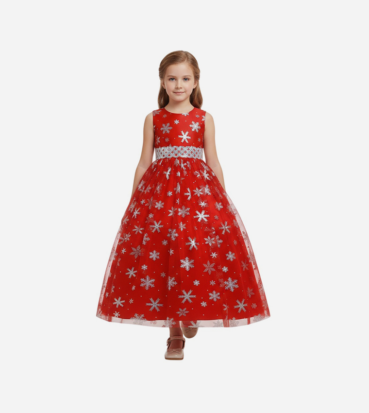 Snow Flakes Long Maxi Dress