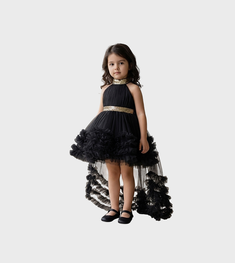 Sequined Little Black Swan Party Dress