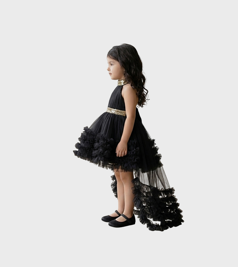 Sequined Little Black Swan Party Dress