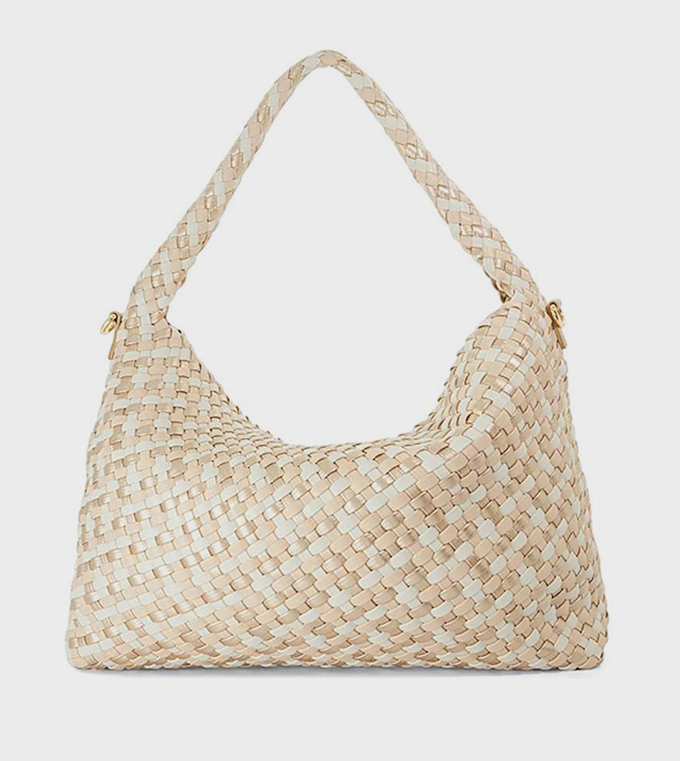 DELIBERATE L Basket Weave Shoulder Bag