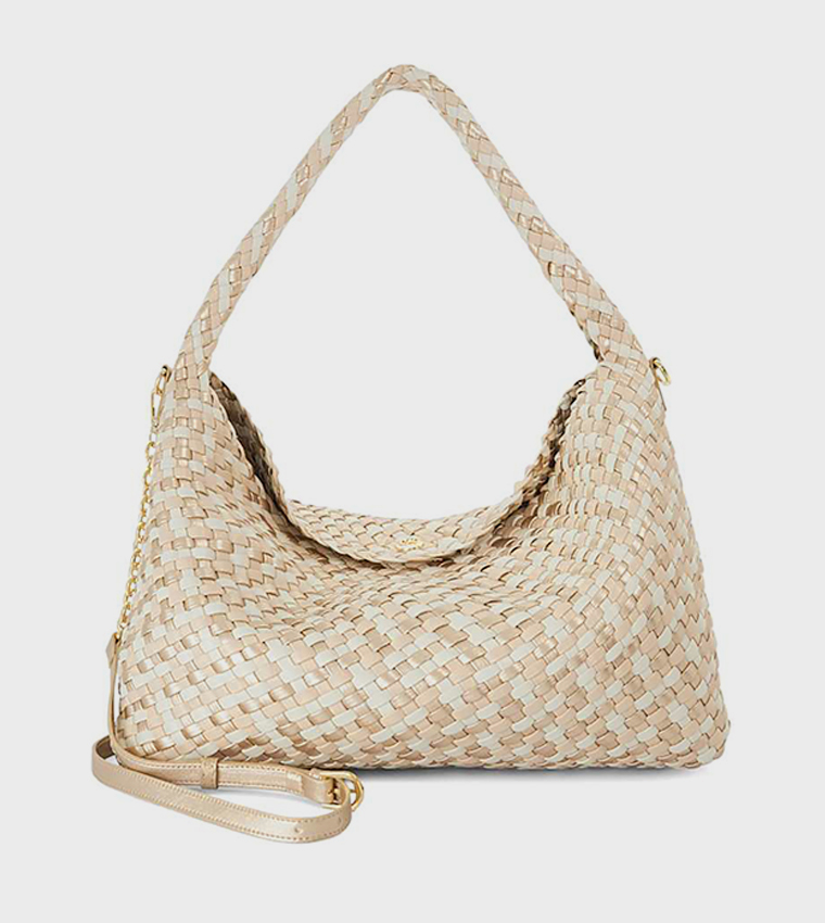 DELIBERATE L Basket Weave Shoulder Bag