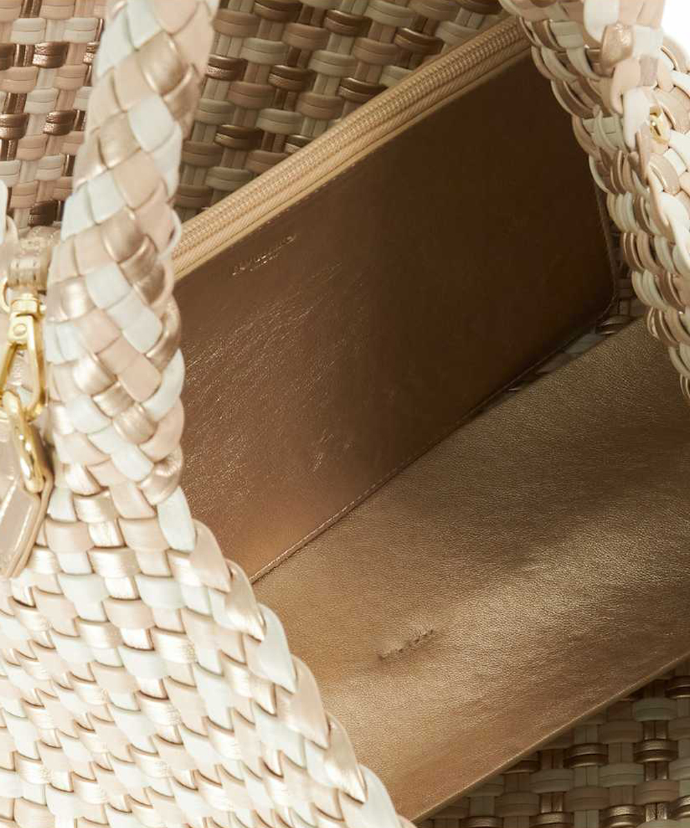 DELIBERATE L Basket Weave Shoulder Bag