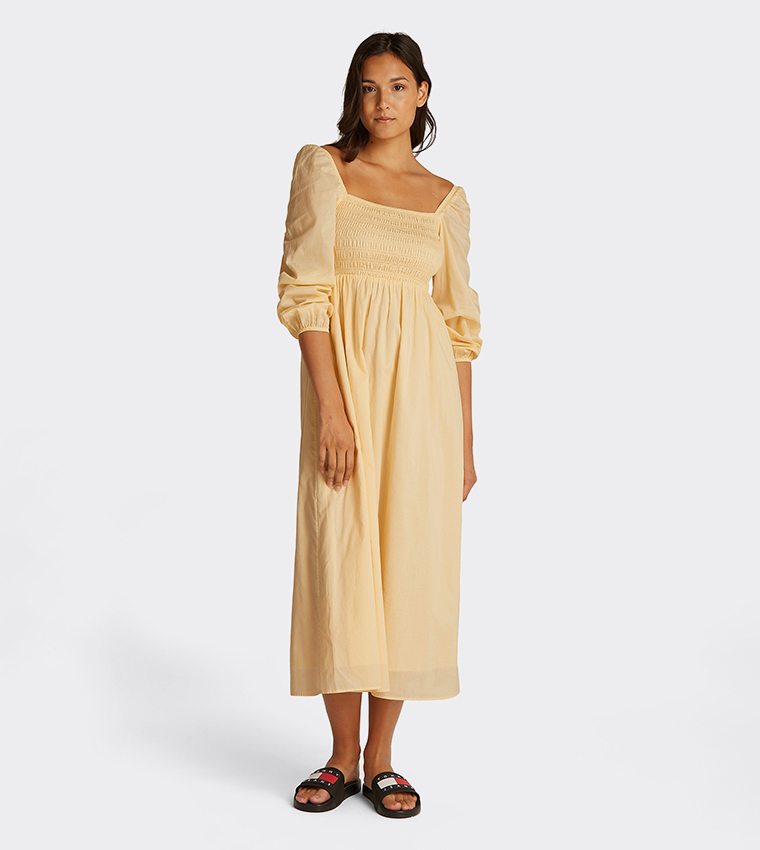 tommy jeans midi dress Midi Tommy Jean Dress Tommy Jeans Fit And Flare Midi Dress In Blue Grey
