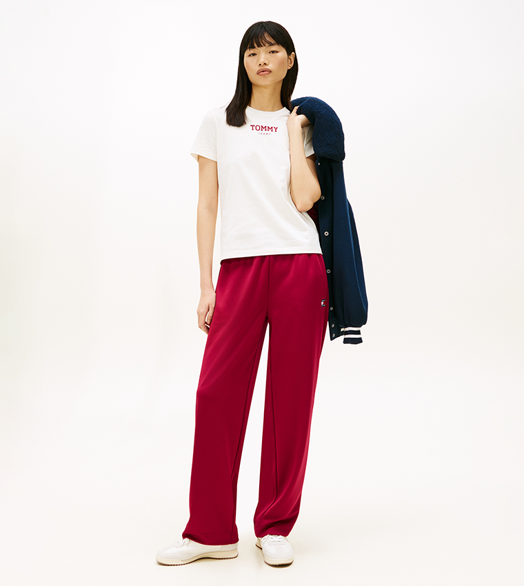 تيشيرت بقبة مستديرة بطبعة شعار