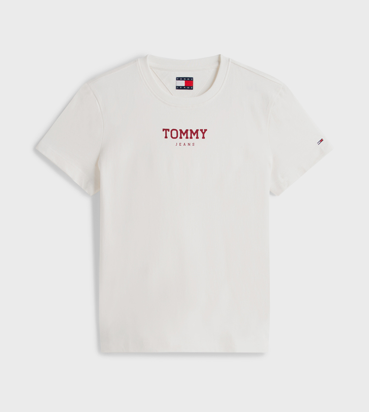 تيشيرت بقبة مستديرة بطبعة شعار