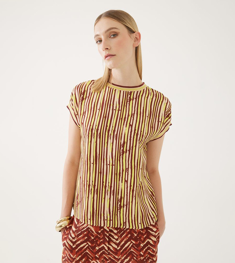 Striped Extended Sleeves Top