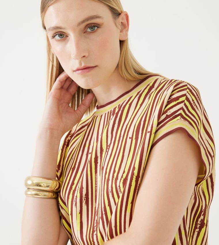 Striped Extended Sleeves Top