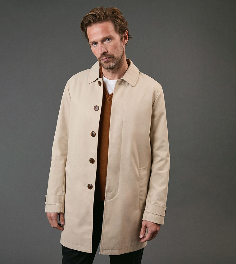 Solid Long Sleeves Smart Mac Coat