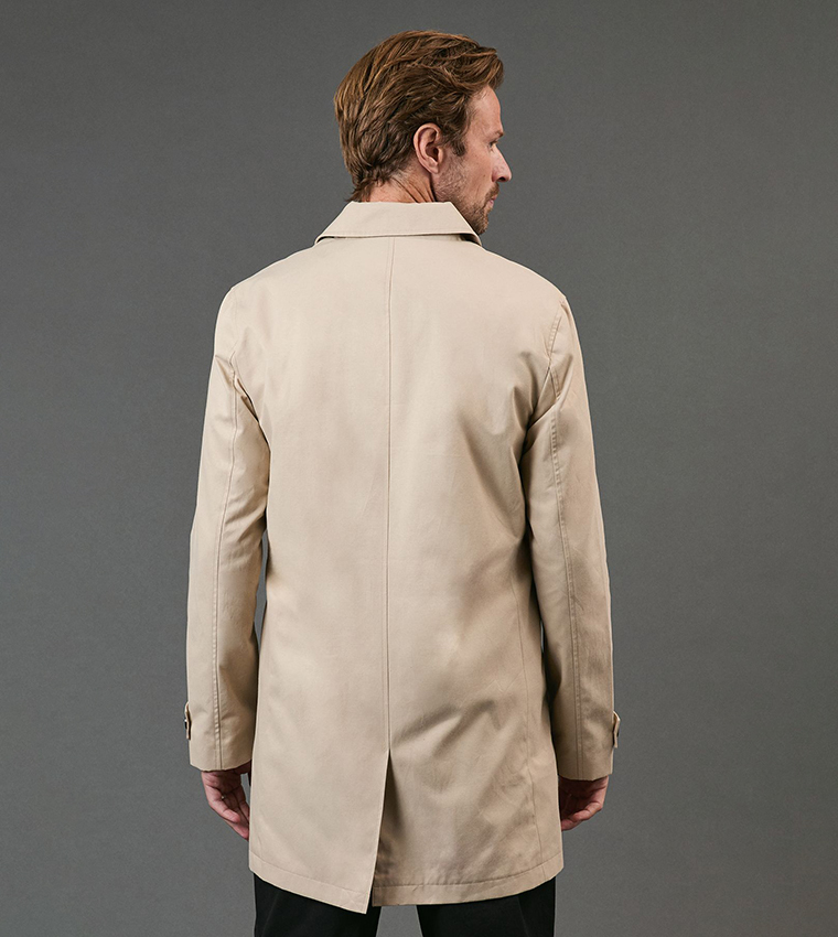 Solid Long Sleeves Smart Mac Coat