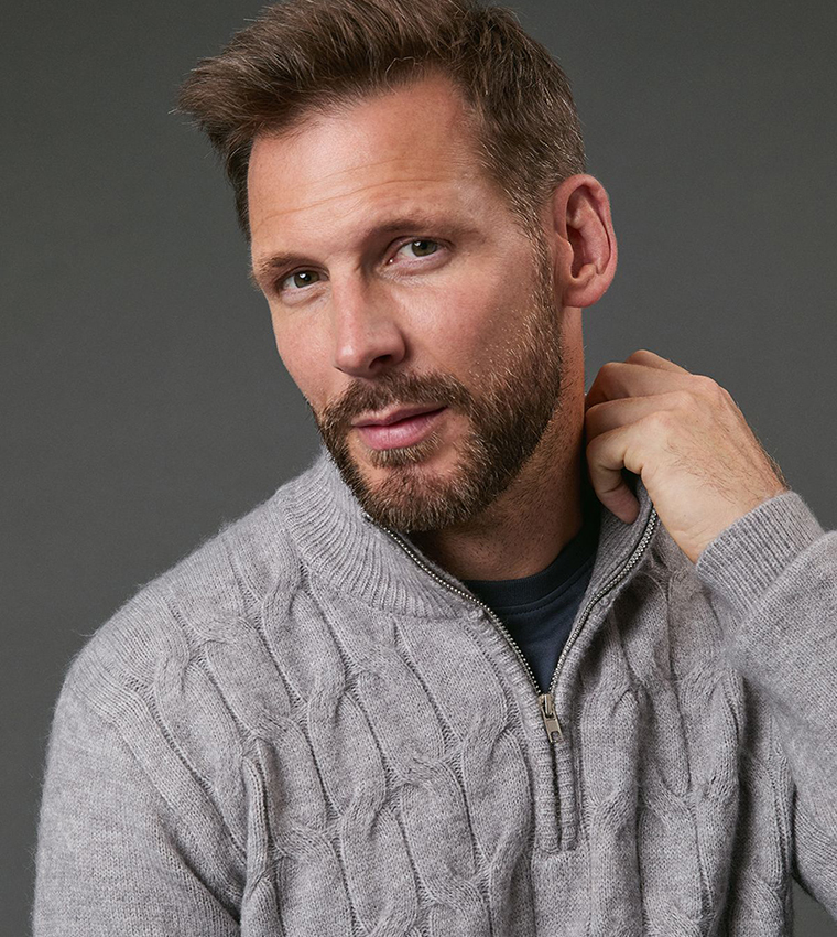 Cable Knit Half Zip Sweater