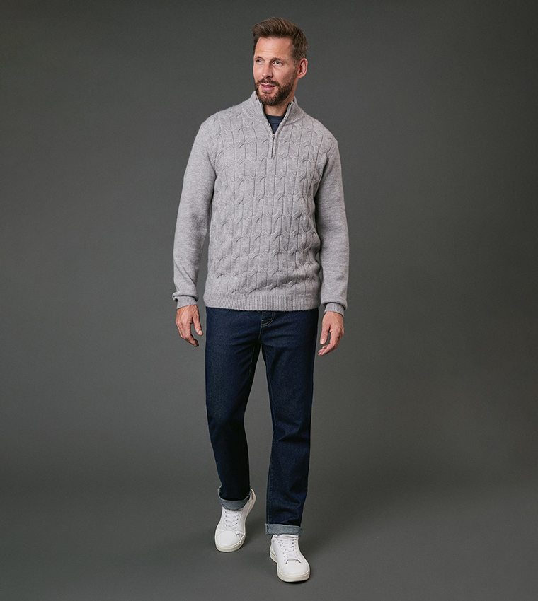 Cable Knit Half Zip Sweater