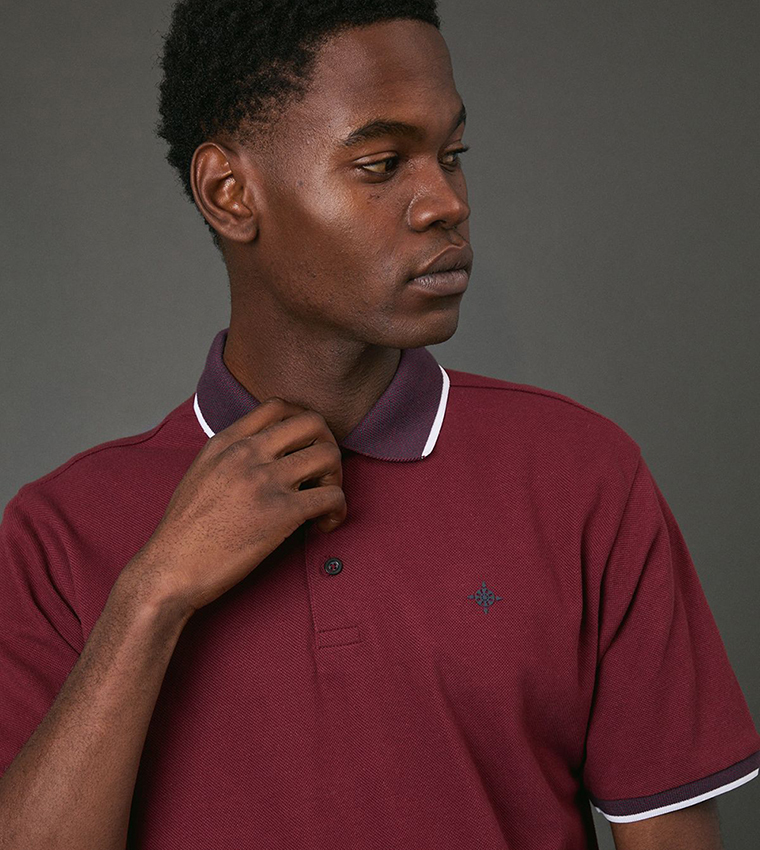 Contrast Tipping Pique Polo T-Shirt