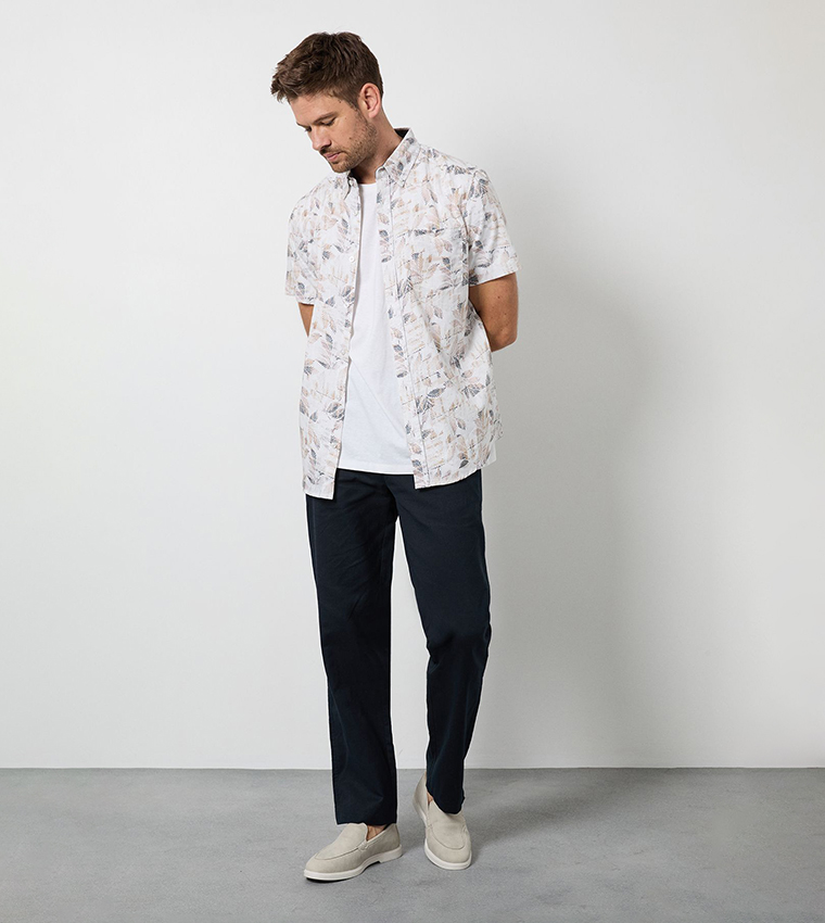 Mid Rise Linen Blend Chinos