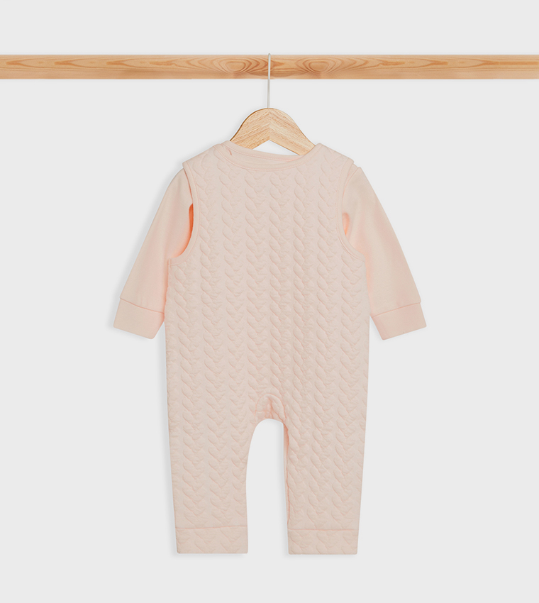 Solid Top and Quilted Dungaree Set