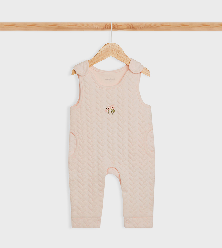 Solid Top and Quilted Dungaree Set