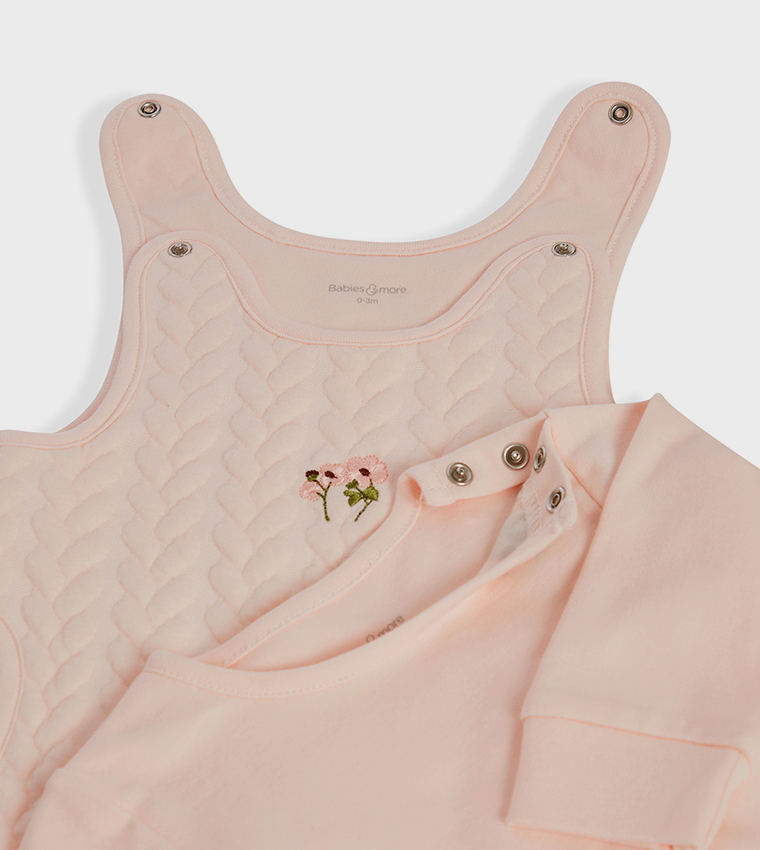 Solid Top and Quilted Dungaree Set