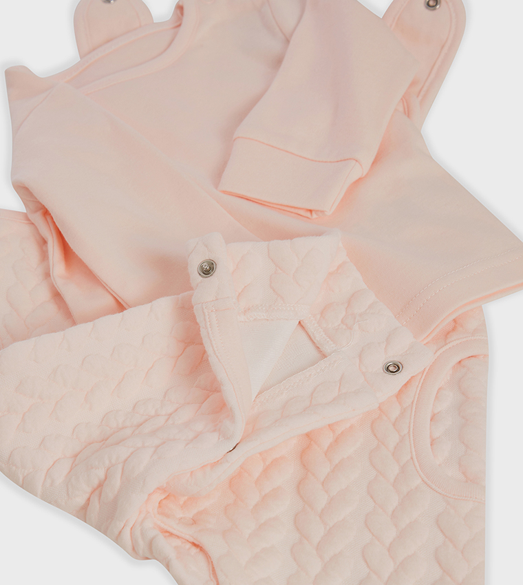 Solid Top and Quilted Dungaree Set