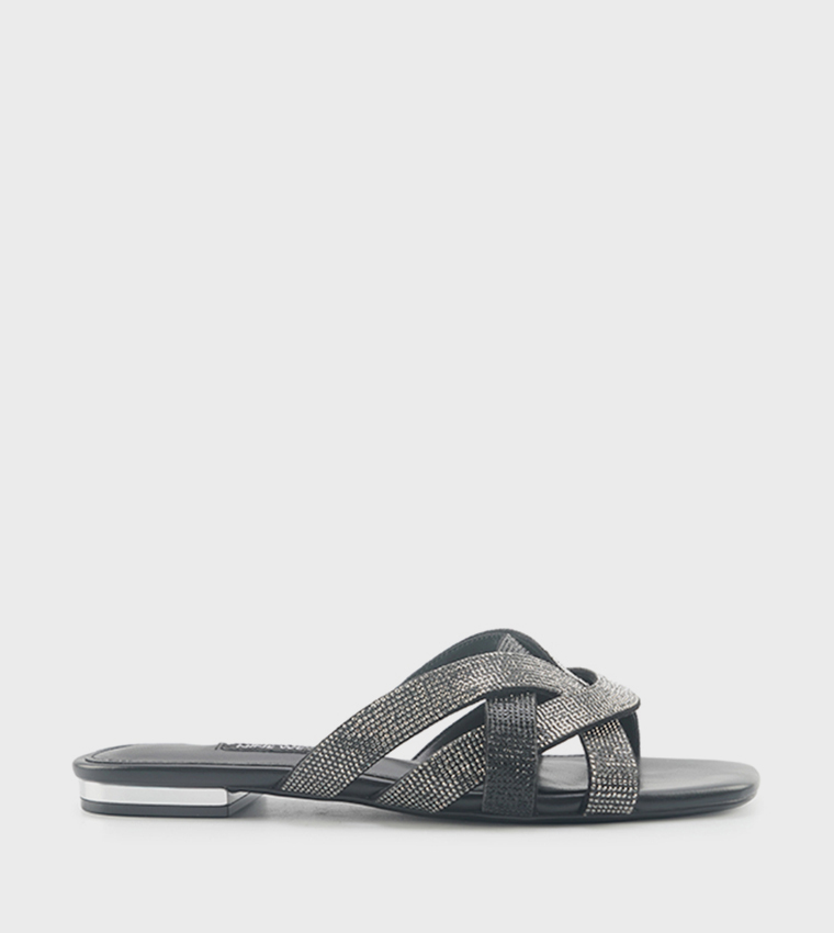 ناين وست  الصنادل المسطحة - أسود Flat Sandals