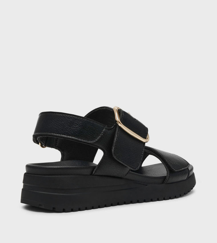 آن كلاين  الصنادل المسطحة - أسود Flat Sandals