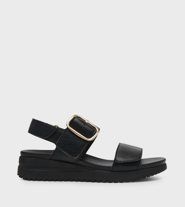 آن كلاين  الصنادل المسطحة - أسود Flat Sandals